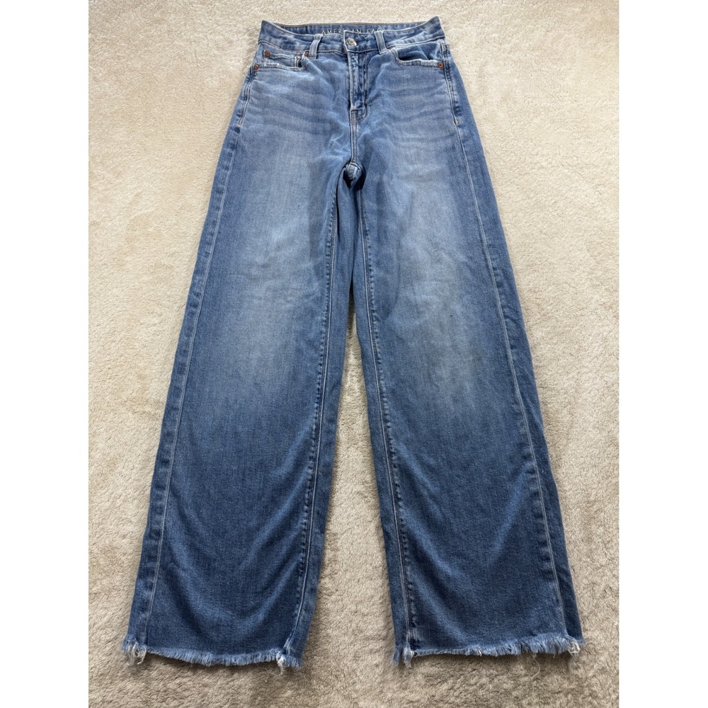 American Eagle Womens Super High-Rise Baggy Wide Leg Jeans 000 Meas: 24x28.5